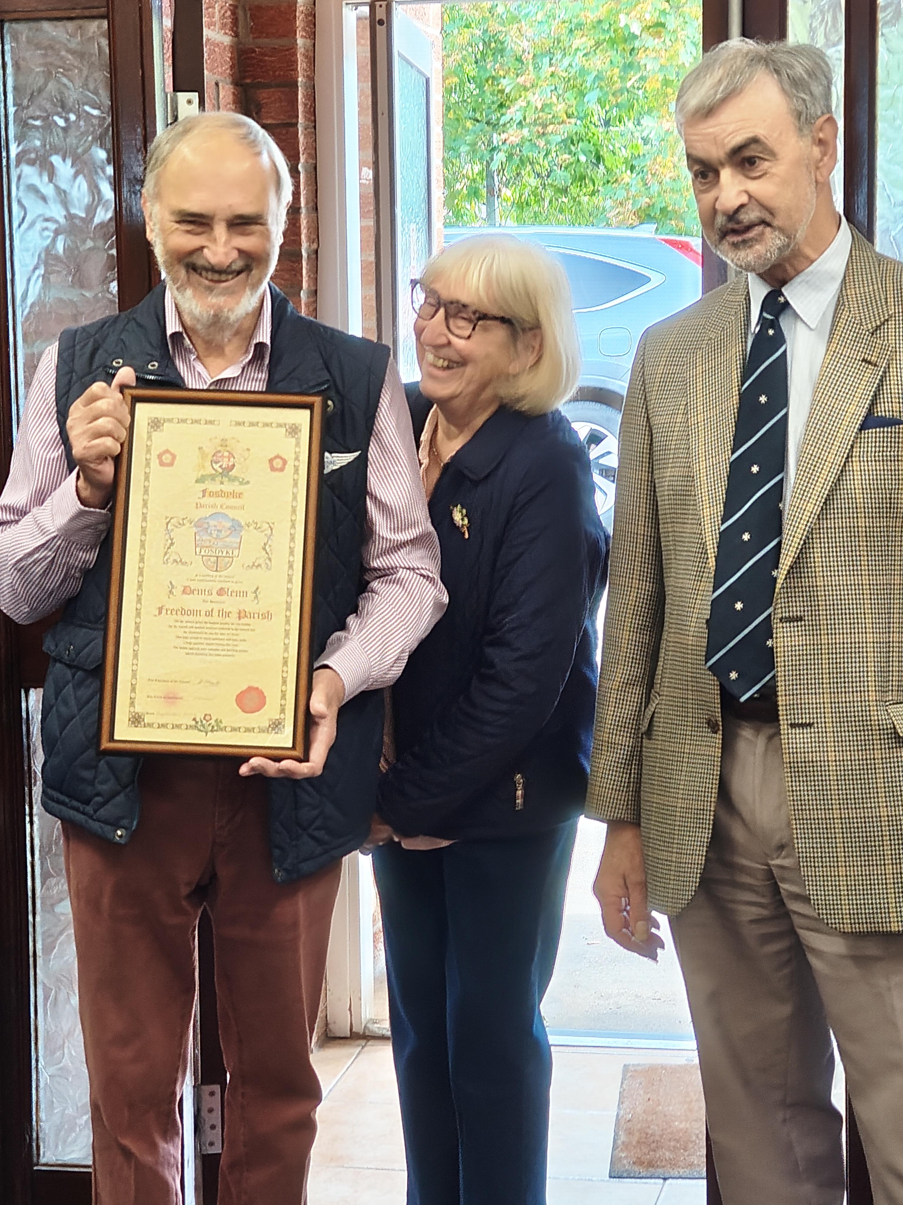 Chairman of Fosdyke Parish Council presentation to Denis Glenn